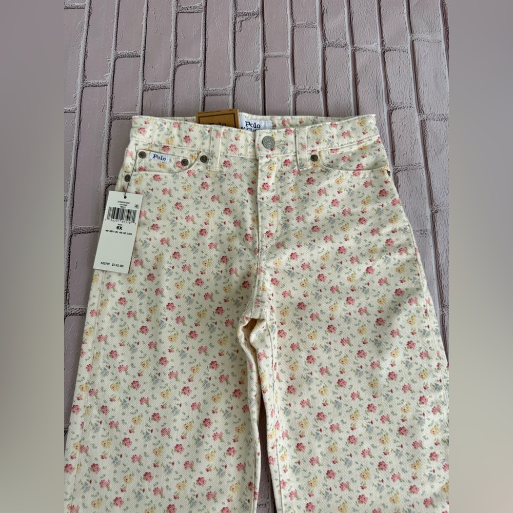 Polo Ralph Lauren Girls Floral Print Wide-Leg Jeans Multi Size 6X NWT - Picture 2 of 9